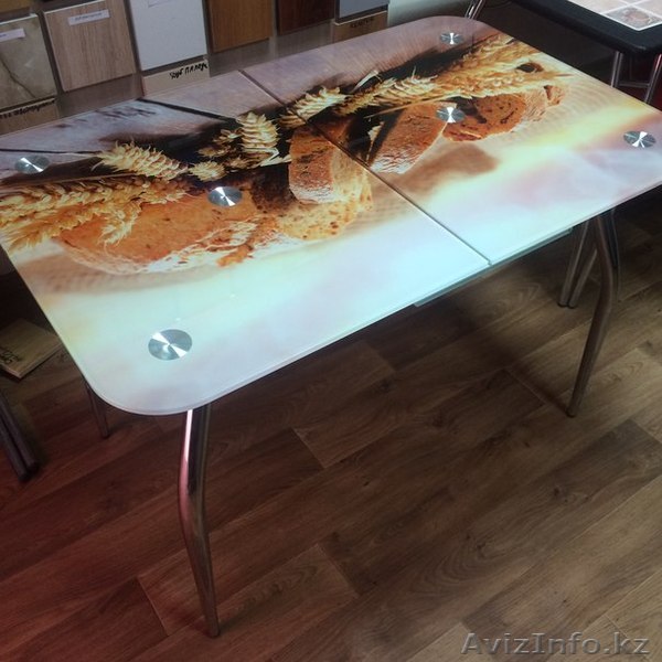 Стол раздвижной из каленого стекла фотопечать 10мм (1100*700/300)  - Изображение #1, Объявление #1301391
