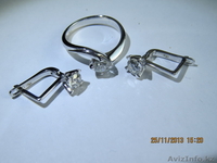 кольцо с серьгами из белого золота с бриллиантами - Изображение #3, Объявление #998902