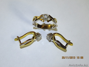 кольцо с серьгами из белого золота с бриллиантами - Изображение #1, Объявление #998902